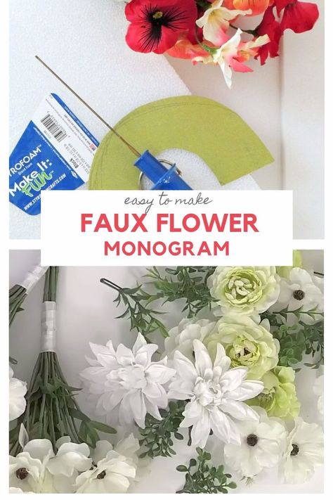 This artificial flower covered monogram is a great DIY Home Decor craft. Cut your shape out of styrofoam and you're ready to go! Letters Diy, Home Decor Craft, Diy Letters, Flower Letters, Floral Monogram, Unique Crafts, Diy Life, Cool Diy Projects, Diy Holiday