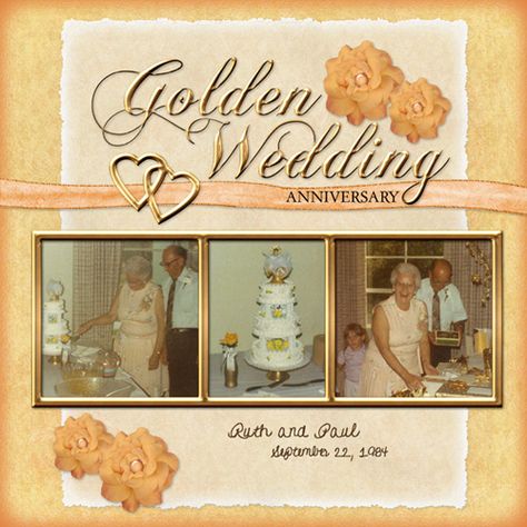 Wedding Scrapbooking, Anniversary Scrapbook, 50th Anniversary Party, Golden Wedding Anniversary, Golden Anniversary, Golden Wedding, Wedding Scrapbook, 50th Wedding Anniversary, 60th Anniversary