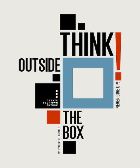 Think outside the box typography slogan ... | Premium Vector #Freepik #vector #poster-illustration #t-shirt-graphics #t-shirt-graphic #t-shirt-print Abstract Graphic Design Posters, Box Typography, Print Advertising Design, Basic Art Techniques, Typography Shirt Design, Basic Art, Abstract Graphic Design, Marketing Graphics, 3d Svg