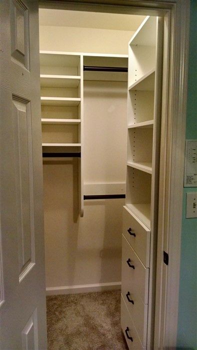 Square Closet, Bedroom Closet Organization, Small Walk In Closet Organization, Walk In Closet Organization, Apartment Closet Organization, Small Closet Organization Bedroom, Organizing Walk In Closet, Small Walk In Closet, Closet Small Bedroom