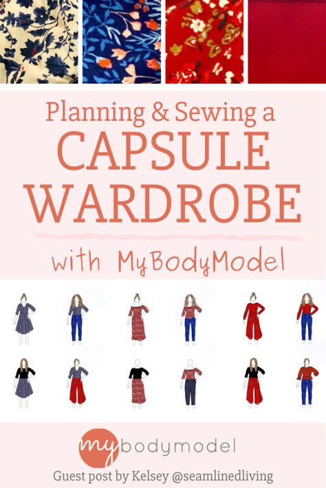 Using MyBodyModel to Plan a Capsule Wardrobe, by Kelsey | MyBodyModel Sew Your Own Capsule Wardrobe, Capsule Wardrobe Sewing Patterns, Sew A Capsule Wardrobe, Handmade Capsule Wardrobe, Sew Capsule Wardrobe, Sewing A Capsule Wardrobe, 50s Fabric, Sketching Styles, Capsule Wardrobe Planner