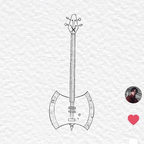 Marceline Bass Guitar Tattoo, Marceline's Bass Guitar Tattoo, Marceline Guitar Drawing, Marceline And Bubblegum Matching Tattoos, Pb And Marceline Tattoo, Marceline The Vampire Queen Tattoo, Marceline Bass Guitar, Marceline X Bubblegum Tattoo, Adventure Time Tattoo Ideas Marceline