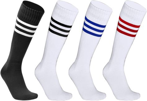 4 Pairs Knee High Socks, Fit for Size 6-10, Triple Striped Roller Skate Socks High Witch Knee Socks Colorful Skating Athletic Sport Socks Cotton All Season Sock for Men Women Girls Youth,White/Black : Amazon.ca: Clothing, Shoes & Accessories Skate Socks, Boots Slippers, Skate Wear, Outdoor School, Thigh High Socks, Athletic Sports, Roller Skate, Knee Socks, Knee High Socks