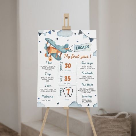 Crafting Memories: DIY First Birthday Milestone Sign Concepts Airplane 1st Birthday, Baby Footprints Christmas, Baby Handprint Art, Baby Handprint Crafts, Time Flies Birthday, First Birthday Milestone, Planes Birthday, Birthday Milestone Board, First Birthday Posters