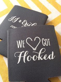 Fishing Themed Wedding, Outdoor Country Wedding, Beer Koozies, Fishing Wedding, Wedding Koozies, Fishing Theme, Lake Wedding, Future Wedding Ideas, Personalized Favors