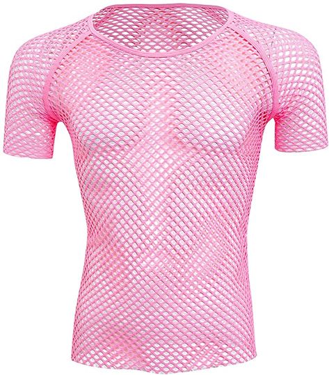 ABAFIP Men's Grid Mesh Fishnet Tank Top Short Sleeve T-Shirt Slim Fit Muscle Tee Workout See Thru Undershirt Clubwear at Amazon Men’s Clothing store Fishnet Tank Top, Fishnet Shirt, Mesh Shirt, Muscle Tee, Muscle Tees, Clothing Store, Short Sleeves Tops, Men's Fashion, Slim Fit