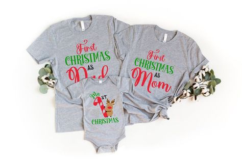 My First Christmas Matching Family Custom T-shirt First Family Christmas, Maternity Pajama Set, Matching Family Shirt, Mickey Silhouette, Rohit Sharma, Christmas Matching, Womens Disney Shirts, My First Christmas, Family Shirts Matching