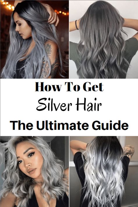 Silver Hair Color Formula, Charcoal Grey Hair, Silver Grey Hair Dye, Dark Silver Hair, Charcoal Hair, Silver Hair Dye, Grey Hair Color Silver, Silver Hair Highlights, Dark Grey Hair