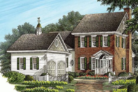 Plan 137-187 - Houseplans.com Southern Colonial House Plans, Southern Colonial, Colonial Style House Plans, Brick Siding, Clapboard Siding, Colonial House Plans, Shingle Exterior, Colonial Design, Traditional House Plan