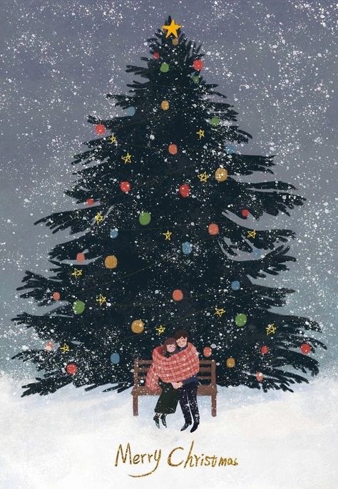 Christmas Tree Illustration, Christmas Card Illustration, Winter Illustration, Iphone Wallpaper Fall, Cute Christmas Wallpaper, Christmas Poster, Winter Art, Noel Christmas, Art And Illustration