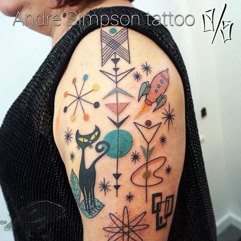 Mid Century Tattoo, Simpson Tattoo, Modern Art Tattoos, Simpsons Tattoo, Petit Tattoo, Amazing Tattoos, Ink Inspiration, Simple Designs To Draw, Sailor Jerry