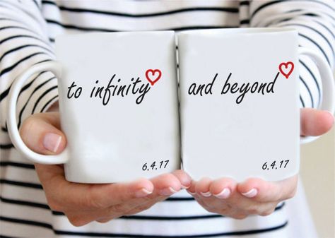 To Infinity And Beyond Mug,Valentines Mug,Custom Valentine,Toy Story Mug,Wedding Mug,Couples Mug,Custom Wedding Mug,Valentines Gift by BushelOfLove on Etsy Couple Mugs Ideas, Couple Mugs Cute, Custom Valentines Gifts, Dan Zaljubljenih, Coffee Mug Wedding, Valentine Mugs, Couples Mugs, Story Coffee, Toy Story Crafts