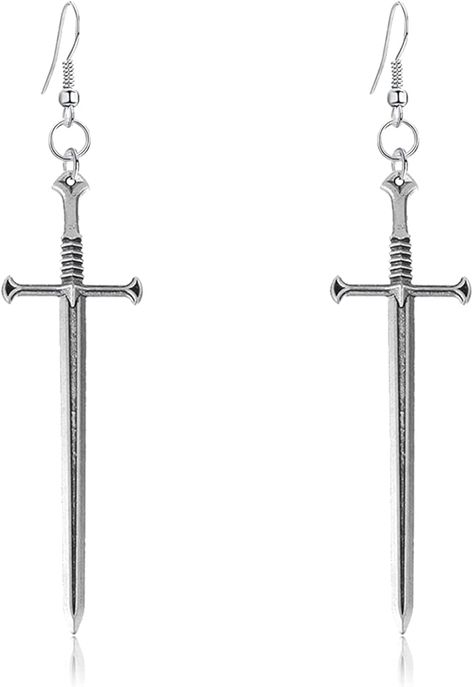 Amazon.com: WUWEIJIAJIA Unique Retro Gothic Long Sword Hook Earrings Vintage Silver Punk Style Knife Dangle Drop Earrings for Women Trendy Men Statement (Style-2): Clothing, Shoes & Jewelry Wardrobe Build, Vintage Statement Jewelry, Buy Earrings, Loop Earrings, Funky Jewelry, Rich Man, All Hallows Eve, Punk Style, Body Mods