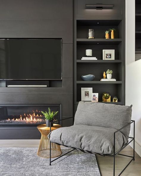 Tv Wall Design Fireplace, Wall Unit With Fireplace And Tv, Recessed Tv Wall, Living Room With Fireplace And Tv, Built In Tv Wall Unit With Fireplace, Fireplace Wall Unit, Tv And Fireplace Wall, Tv And Fire Wall Ideas, Tv Fireplace Wall