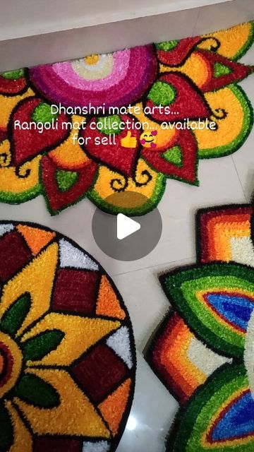 Woolen Rangoli Mat, Readymade Rangoli Designs, Mat Rangoli Designs, Rangoli Mat Designs, Latest Rangoli Designs Creative, Rangoli For Navratri, Creative Rangoli Designs, Beautiful Paintings Of Nature, Acrylic Rangoli