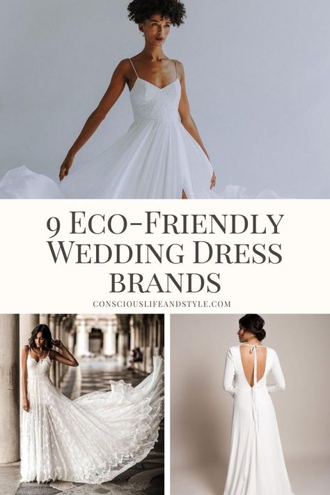 Find the gown of your dreams in this list of ethical and sustainable wedding dresses made with materials like vintage lace and vegan hemp silk. Eco Friendly Wedding Dress, Second Hand Wedding Dress, Sustainable Wedding Ideas, Ethical Wedding Dress, Sustainable Wedding Dress, Dress Sites, Wedding Dress Brands, Ethical Wedding, Wedding Dresses 2024