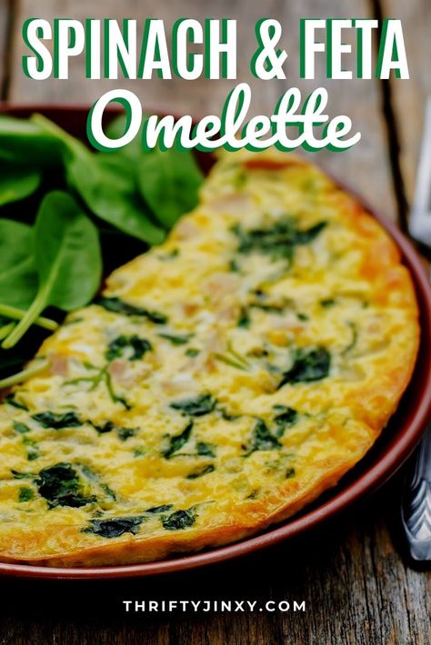 Greek Omlette Healthy, Spinach Omelette Healthy, Spinach Egg Omelette Recipe, Optavia Omelette Recipe, Spinach Feta Omelette Recipe, Egg Spinach Omelette, Feta Omlet Recipes, Greek Omelette Recipe, Spinach Omlet Recipes Easy