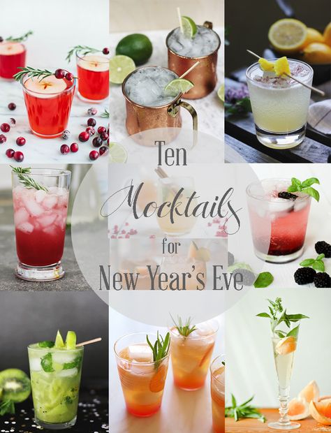 10 Mocktails for New Year’s Eve New Year’s Eve Mocktail, Non Alcoholic Drinks New Years, New Year’s Eve Pitcher Drinks, New Year’s Eve Ice Cubes, New Years Eve Virgin Drinks, Fancy Drinks, Pretty Drinks, New Year’s Eve, Mocktails