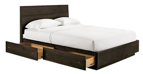 Hudson Wood Storage Bed - Beds - Bedroom - Room & Board Storage Bed Frame Queen, Modern Storage Beds, Full Bed With Storage, Twin Storage Bed, Storage Bed Queen, Storage Bed Frame, Modern Beds, King Storage Bed, Bed Platform