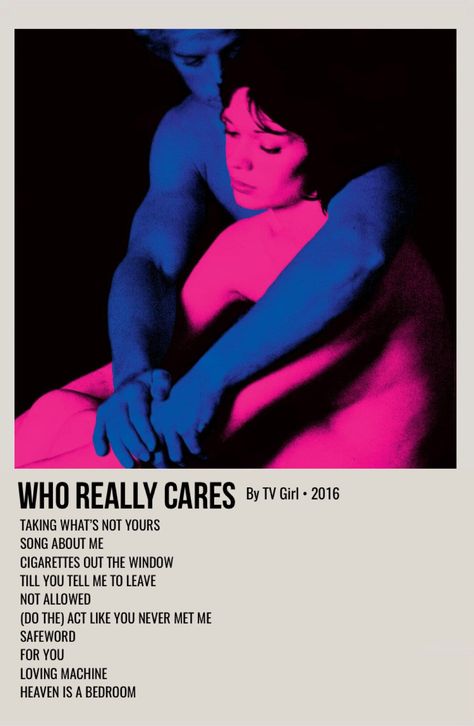 Who Really Cares, Minimalist Music, Music Poster Ideas, Vintage Music Posters, Wall Art Decor Prints, Girls Album, Rock Vintage, Tv Girl, Music Poster Design