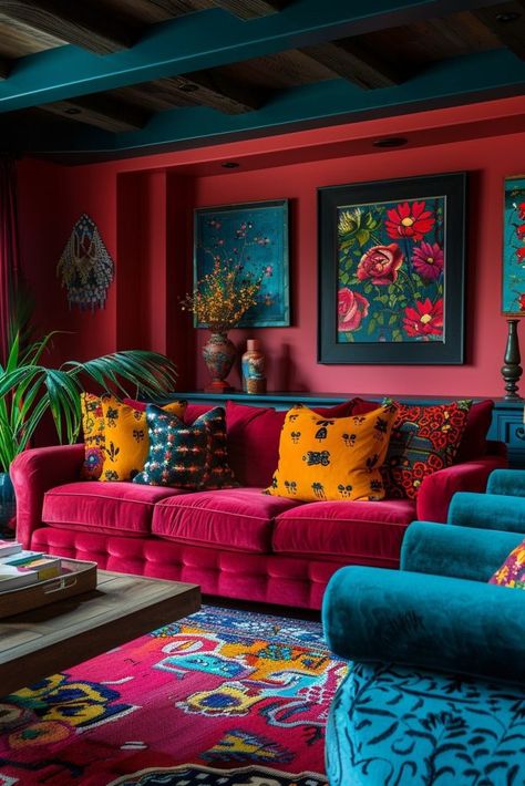 Cozy Maximalism, Maximalism Decor, Colourful Living Room, Maximalist Decor, Bohemian Interior, Maximalism, Bedroom Green, Boho Living Room, Beautiful Furniture