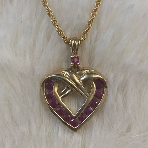 .925 Sterling Silver Gold Plated Heart Shape Pendant With Round Genuine Rubies Comes With 18” Chain July Birthstone Like Brand New Condition Classic Elegant Delicate Fashion Channel Set Delicate Fashion, Ruby Heart Pendant, Jewelry Ruby, Antique Turquoise, Macys Jewelry, Ruby Heart, Daisy Love, Southwestern Boho, Diamond Bangles Bracelet