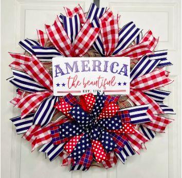 Patriotic Deco Mesh Wreath Tutorial - Sincerely Creative Mom Pancake Wreath, Wreath Making Business, Ruffle Wreath, Make Your Own Wreath, Deco Mesh Wreaths Tutorials, Summer Porch Decor, Mesh Wreath Tutorial, Creative Mom, Wreath Making Supplies