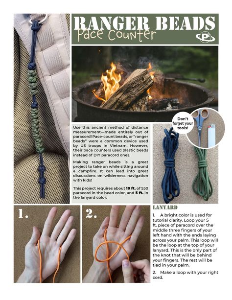 Page 1 Ranger Beads, 550 Cord Projects, Boy Scout Badges, Paracord Bracelet Tutorial, Survival Knots, Survival Backpack, Paracord Diy, Paracord Tutorial, 550 Cord