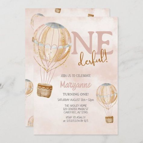 Whimsical Birthday Party, Boho 1st Birthday, Watercolor Balloons, Whimsical Birthday, Adventure Baby Shower, Girls Party Invitations, 1st Birthday Party Invitations, Birthday Party Theme Decorations, 1st Birthday Invitation