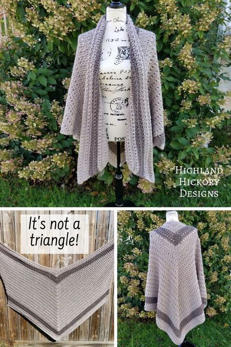 Jaket Crochet, Poncho Au Crochet, Knitting Amigurumi, Beau Crochet, Crocheted Shawl, Poncho Crochet, شال كروشيه, Triangle Shawl, Crochet Shawl Pattern Free