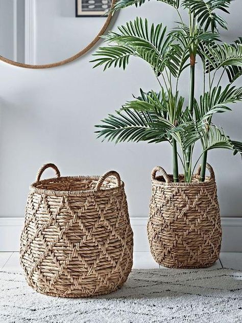 Baskets On Wall For Storage, Basket And Crate, Plant Decor Indoor, Round Basket, Deco Boheme, Plant Basket, Woven Baskets, Hand Woven Baskets, House Plants Decor