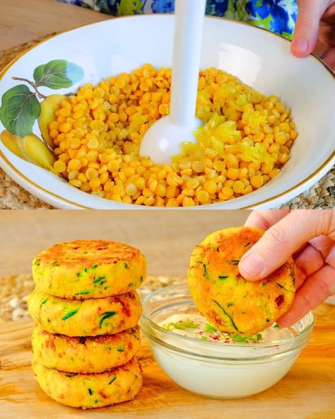 Zucchini Lentil, Lentil Cakes, Health Chicken Recipes, Lentil Patties, Garlic Sauce For Chicken, Lentil Cake, Lentil Recipe, Yellow Lentils, Flour Alternatives