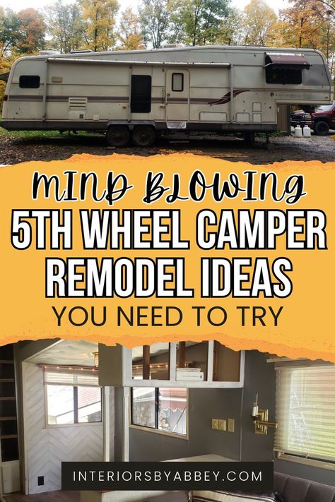 Mind Blowing 5th Wheel Camper Remodel Ideas 5th Wheel Camper Remodel, How To Remodel A Camper, Camper Remodel Ideas, Rv Decorating Ideas, Diy Travel Trailer, Best Camper, Rv Interior Design, Rv Decorating, Travel Trailer Decor