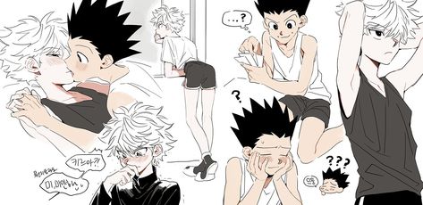 Bottom Killua, Killua And Gon, Hunterxhunter Hisoka, Gon Killua, Anime Love Quotes, Japanese Drawings, Anime Heaven, Hunter Anime, Black And White Drawing