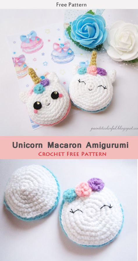 Unicorn Macaron Amigurumi Crochet Free Pattern Jumbo Amigurumi, Unicorn Macaron, Amigurumi Crochet Free Pattern, Crochet Ball, Crochet Flowers Free Pattern, Crochet Bag Pattern Free, Crochet Unicorn, Unicorn Pattern, Textile Crafts