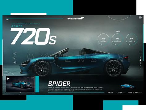 Mclaren 720s Spider, Car Ui, Car Advertising Design, Website Concept, Mclaren 720s, Banner Design Inspiration, Business Website Design, Dashboard Ui, Car Artwork