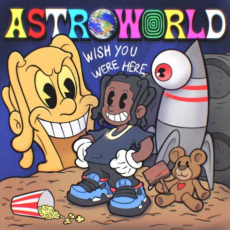 Cartoon Cover Art Rap, Cartoon Album Cover Art, Cartoon Rappers Art, Travis Scott Cartoon, Graphic Design Cartoon, Travis Scott Art, Astro World, Rap Art, Travis Scott Wallpapers