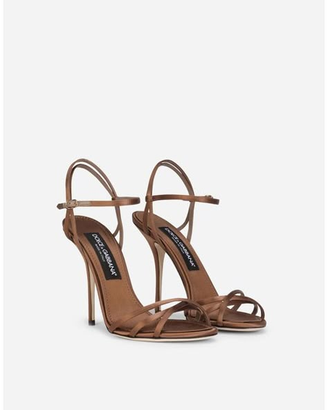 Dolce & Gabbana Satin Sandals in Beige (Natural) | Lyst Satin Sandals, Dr Shoes, Shoes Heels Classy, Heels Classy, Fancy Shoes, Satin Heels, Stiletto Sandals, Fashion Heels, Carrie Bradshaw