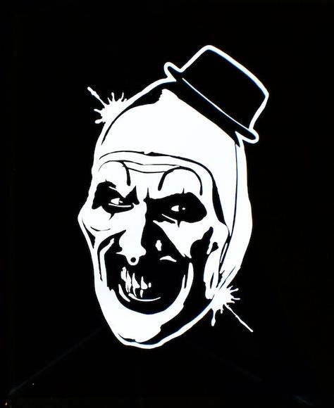 Clown Stencil, Terrifier Drawing, Art The Clown Terrifier, Horror Stickers, Unique Xmas Gifts, Art The Clown, Slasher Film, Halloween Vampire, Skateboard Stickers