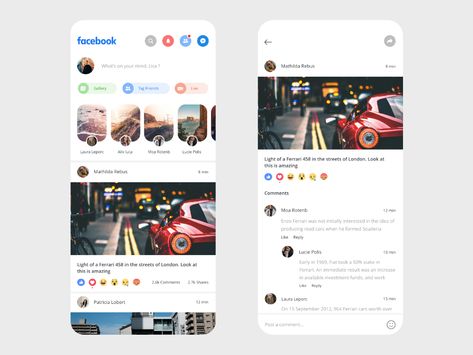 Facebook App Redesign by Mickael Guillaume on Dribbble App Png, Social App Design, Hotel Booking App, App Redesign, Ux Design Principles, Ux Design Mobile, Ux App Design, Android App Design, Mobile App Design Inspiration