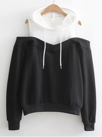 Shop Open Shoulder Color Block Hoodie online. SheIn offers Open Shoulder Color Block Hoodie & more to fit your fashionable needs. Color Block Hoodie, 일본 패션, Women Hoodies Sweatshirts, Girls Fashion Clothes, Kawaii Clothes, Teen Fashion Outfits, Cute Casual Outfits, Lany, Long Sleeve Sweatshirts