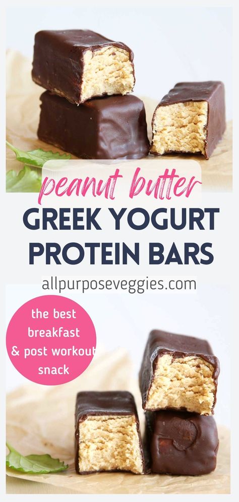 Yogurt Protein Bars, Greek Yogurt Peanut Butter, Ella Vegan, Greek Yogurt And Peanut Butter, Yogurt Protein, Peanut Butter Protein Bars, Protein Baking, High Protein Desserts, Healthy Protein Snacks