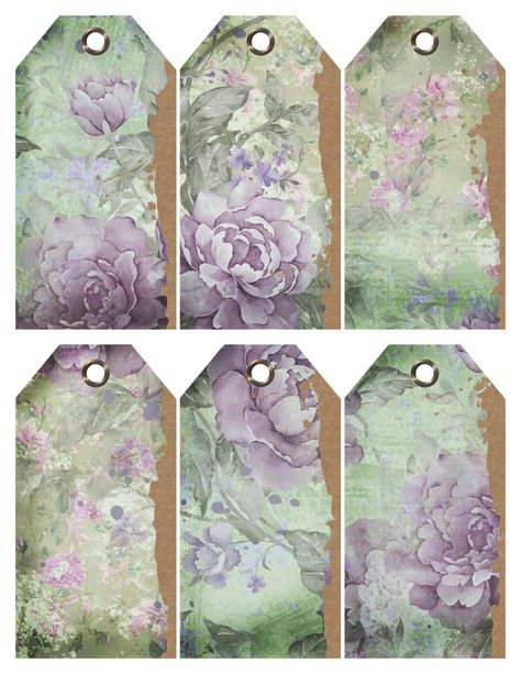 Vintage Purple Flowers Torn Tags – Free Printable – CuteCrafting Vintage Labels Printables Free, Vintage Labels Printables, Journal Printables Free, Junk Journal Printables, Printable Journal Cards, Scrapbook Printables Free, Embellishments Diy, Scrapbook Printable, Papel Vintage