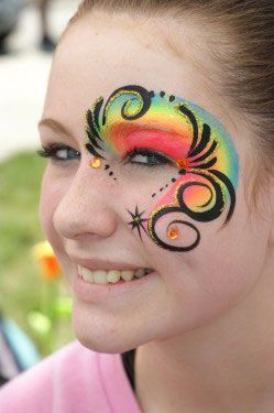 Fantasie Tag Face Paint, Carnaval Make-up, Face Painting Flowers, Rainbow Face Paint, Eye Face Painting, Festival Face Paint, Face Painting Tips, Adult Face Painting, Girl Face Painting