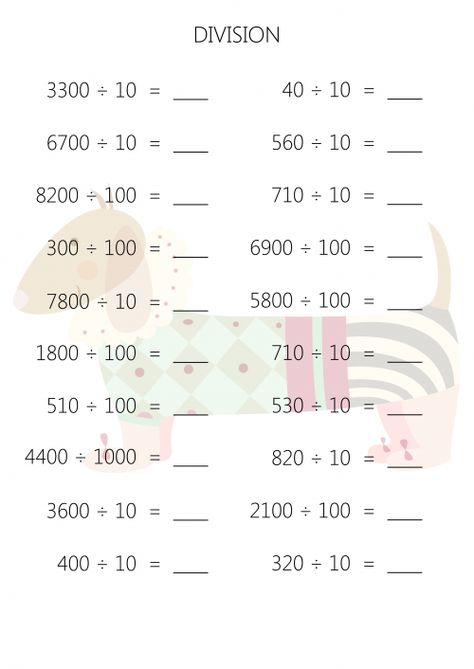 Division by 10 or 100 Worksheet #1 - KidsPressMagazine.com Simple Division, Division Math, Division Practice, Math Division, Division Worksheets, Free Printable Worksheets, Math Worksheet, Worksheet Template, Fun Math