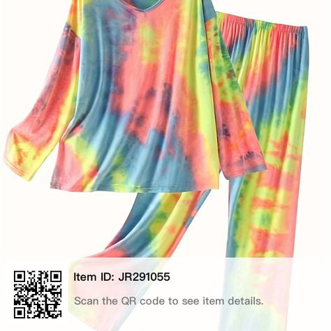 Tie Dye Long Sleeve, Womens Tie, Photo Colour, Types Of Printing, Pajama Set, Knitted Fabric, Collar Styles, Tie Dye, Pajamas