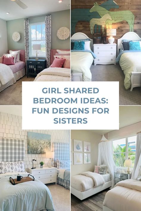 Are you searching for fabulous ideas to transform your girls' shared bedroom? Discover the perfect combination of chic and fun with our inspiring collection! From space-saving bunk beds to clever storage solutions, we've got you covered. Whether your room is small or spacious, these trendy designs are designed to impress. Choose from various themes and colors to create a personalized haven for your teenage daughters. Get started today and make their dreams come true! Sister Shared Room Ideas, Room For 3 Sisters, Teen Girl Shared Bedroom, Room Ideas For 2 Sisters Teenagers, Shared Teen Girls Room, Small Shared Girls Bedroom, Sister Bedroom Ideas Shared Rooms, Bedroom Ideas For Two Sisters, Teen Shared Bedroom