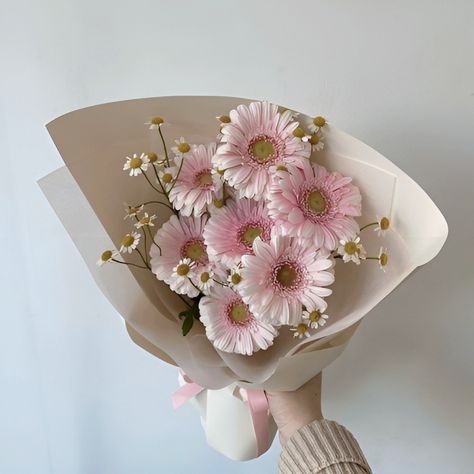 #flowers #flower #aesthetuc #ramo #flores #korean #asia #koreanflowers #floral #floral #pastel #pastelcolor Gerbera Daisy Bouquet Aesthetic, Pink Gerbera Bouquet, Gerbera Daisy Aesthetic, Gerbera Flower Bouquet, Gerberas Bouquet, Minimalist Flower Bouquet, Gerber Daisy Bouquet, Gerbera Daisy Bouquet, Gerbera Bouquet