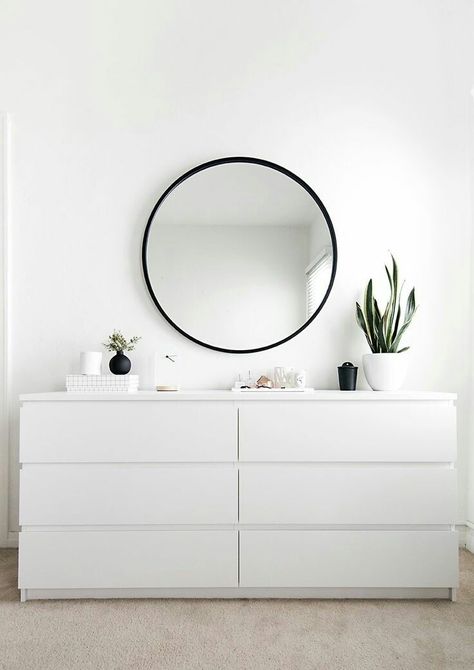 Bedroom Moodboard, Interiors Bedroom, Ikea Malm Dresser, Minimalist Dekor, Malm Dresser, Minimal Interior Design, Ikea Bedroom, Ikea Malm, White Dresser