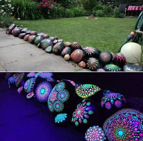 Glow In Dark Paint, Free Craft Supplies, Painted Garden Rocks, نباتات منزلية, Rock Garden Design, Rock Garden Landscaping, Mandala Rocks, Garden Yard Ideas, I Don't Always